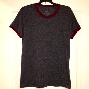 Ten Tree gray T-shirt with maroon trim